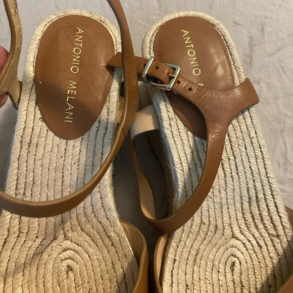 Antonio Melani Brown Espadrilles Sandals Platform Size 8 Heels Summer Neutral - Picture 3 of 6
